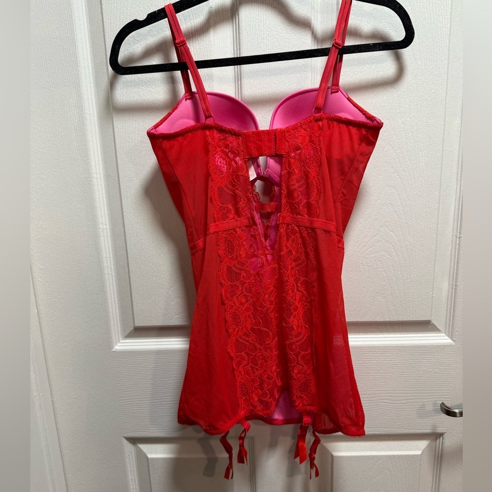 Victoria's Secret Red Lace Bustier 36D - Picture 2 of 5